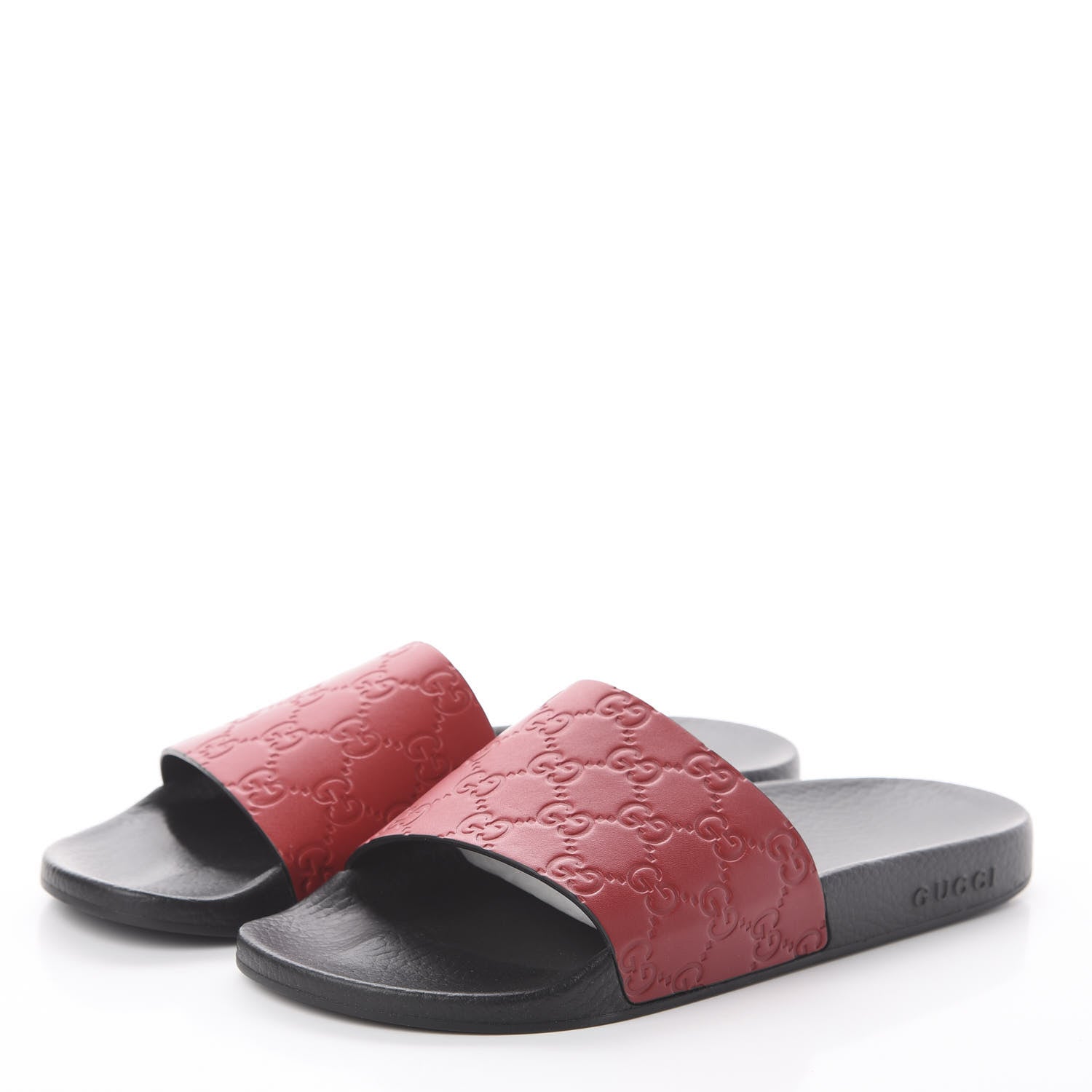 Gucci Guccissima Signature Womens Slide Sandals 41 Hibiscus Red 2 of 6