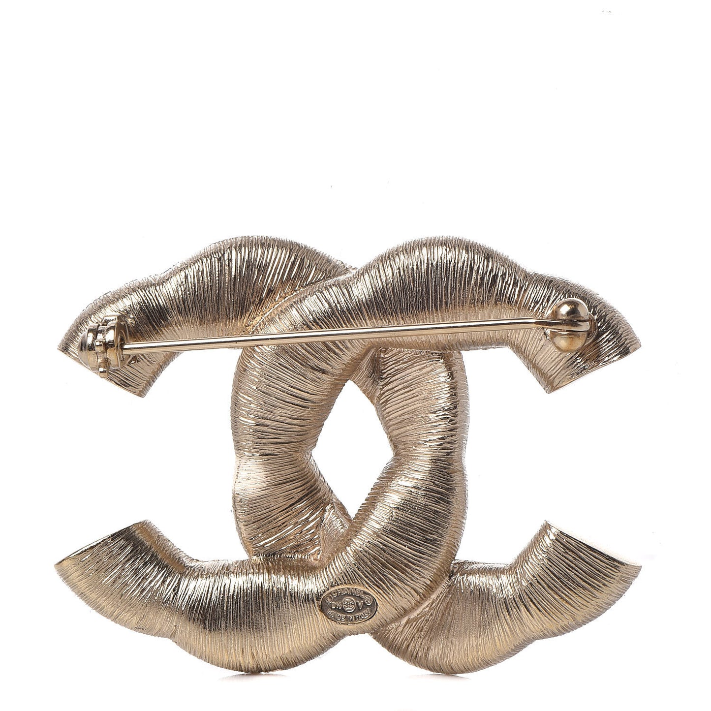 Crystal Twisted CC Brooch Gold Pale Pink