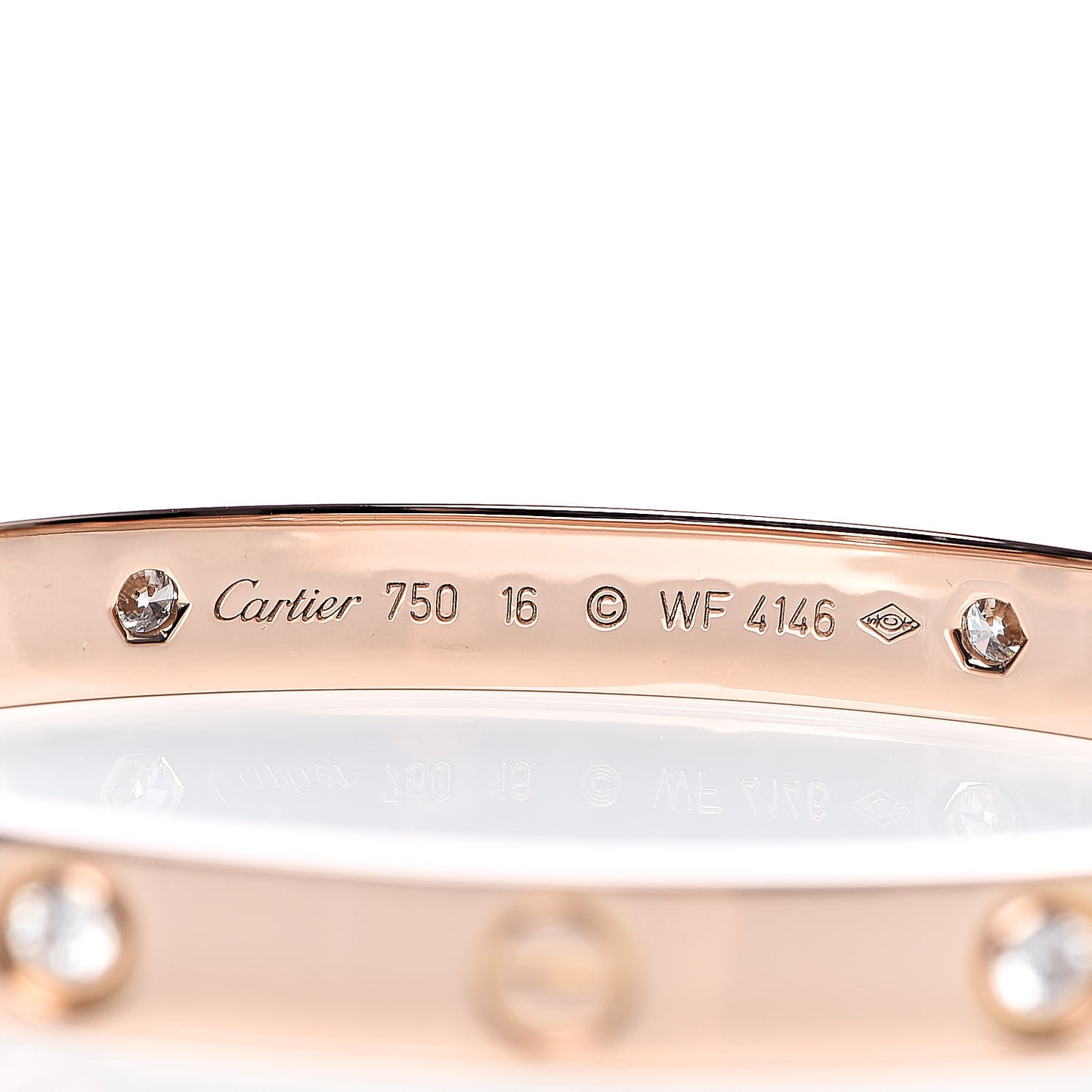 18K Pink Gold 4 Diamond LOVE Bracelet 16