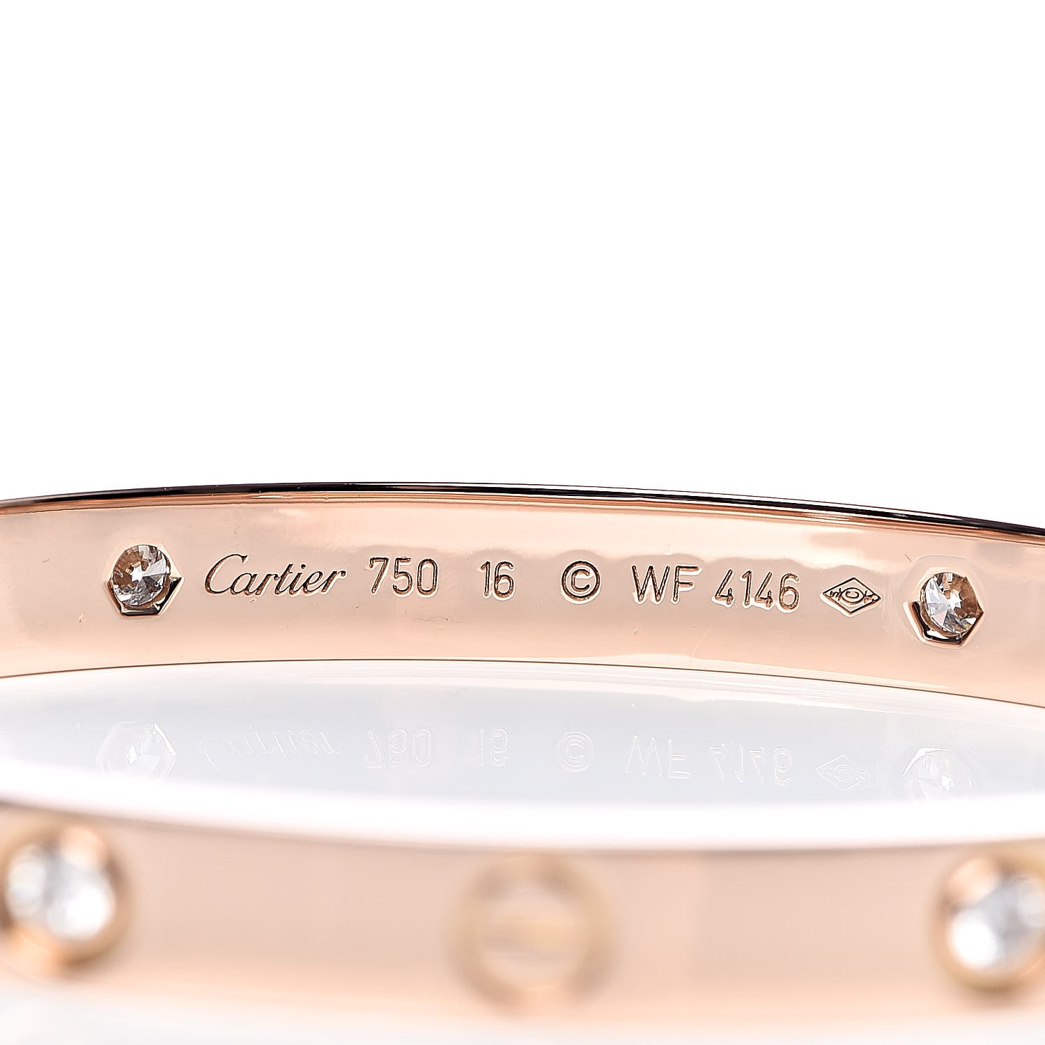 Cartier 18K Pink Gold 4 Diamond LOVE Bracelet 16 4 of 5