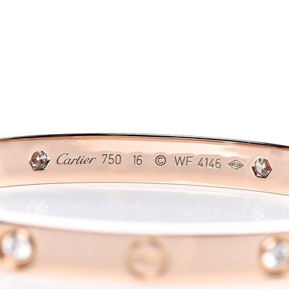Cartier 18K Pink Gold 4 Diamond LOVE Bracelet 16 4 of 5