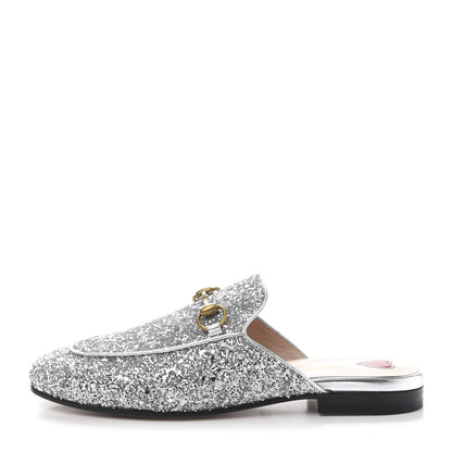 Gucci Glitter Womens Princetown Slippers 35 Silver 1 of 9
