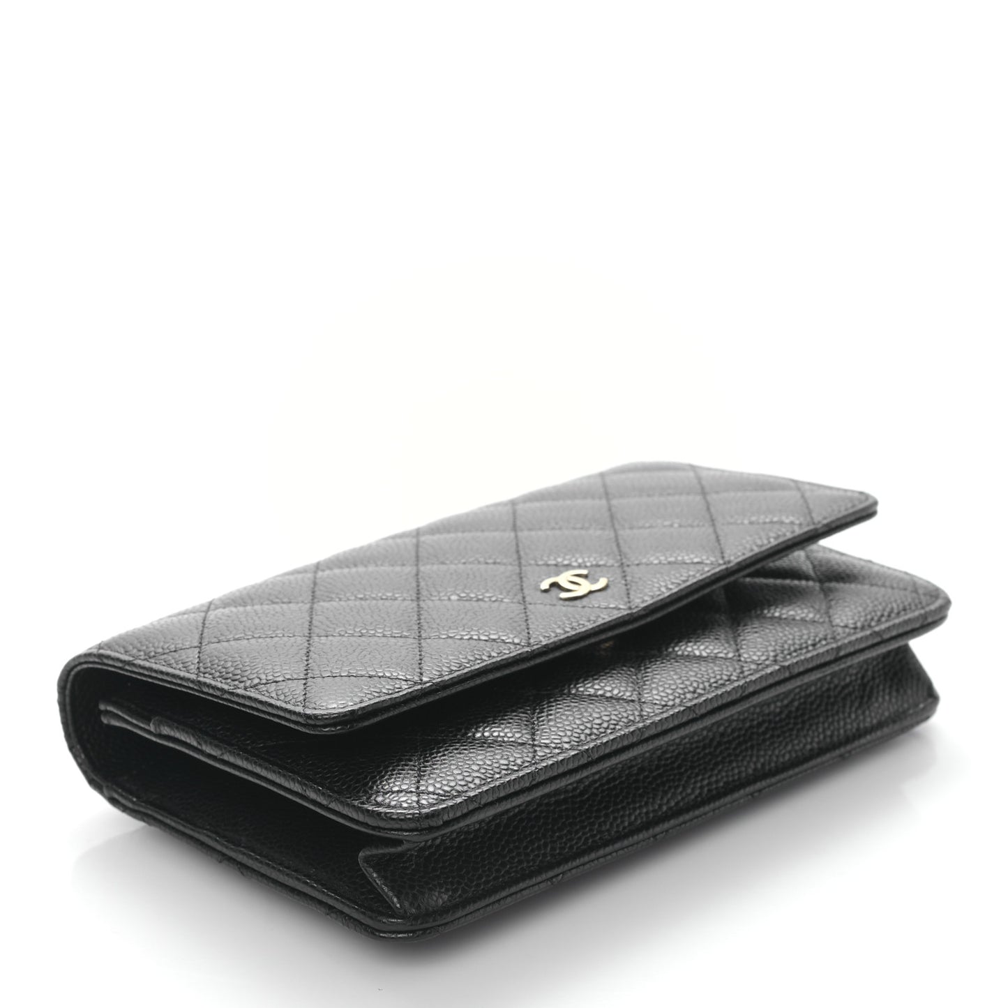 Caviar Quilted Wallet on Chain WOC Black