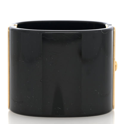 Chanel Resin Pearl Enamel Oversized CC Cuff Bracelet Black Pearly White Gold 3 of 5