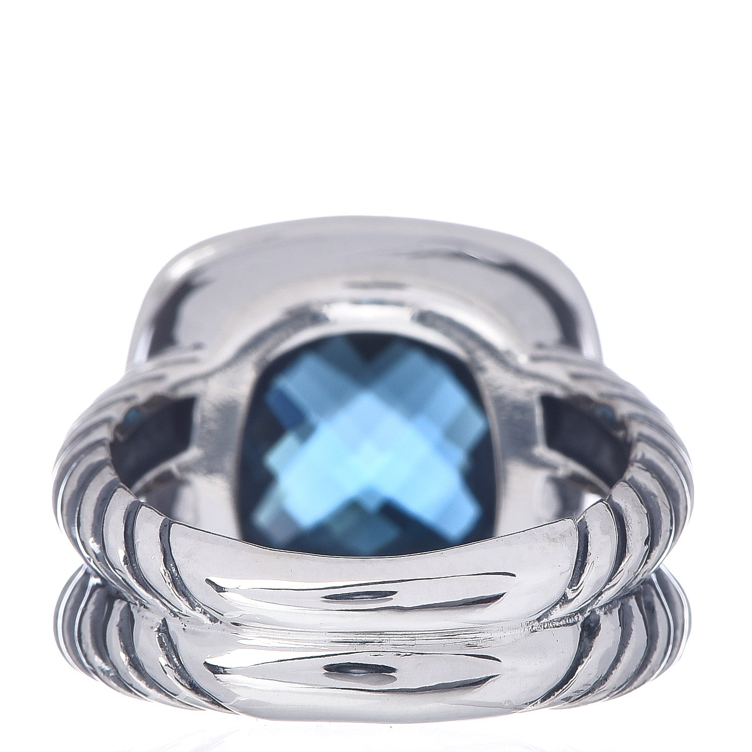 David Yurman Sterling Silver Diamond Hampton Blue Topaz 11mm Albion Ring 49 5 4 of 5