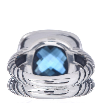 David Yurman Sterling Silver Diamond Hampton Blue Topaz 11mm Albion Ring 49 5 4 of 5