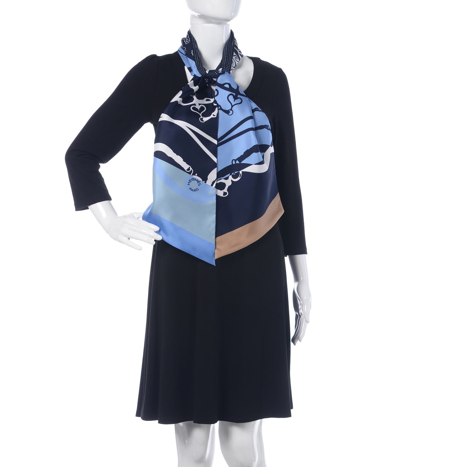 Hermes Silk Festival des Amazones Tattoo à Pois Maxi Twilly Caban Ciel White 2 of 5