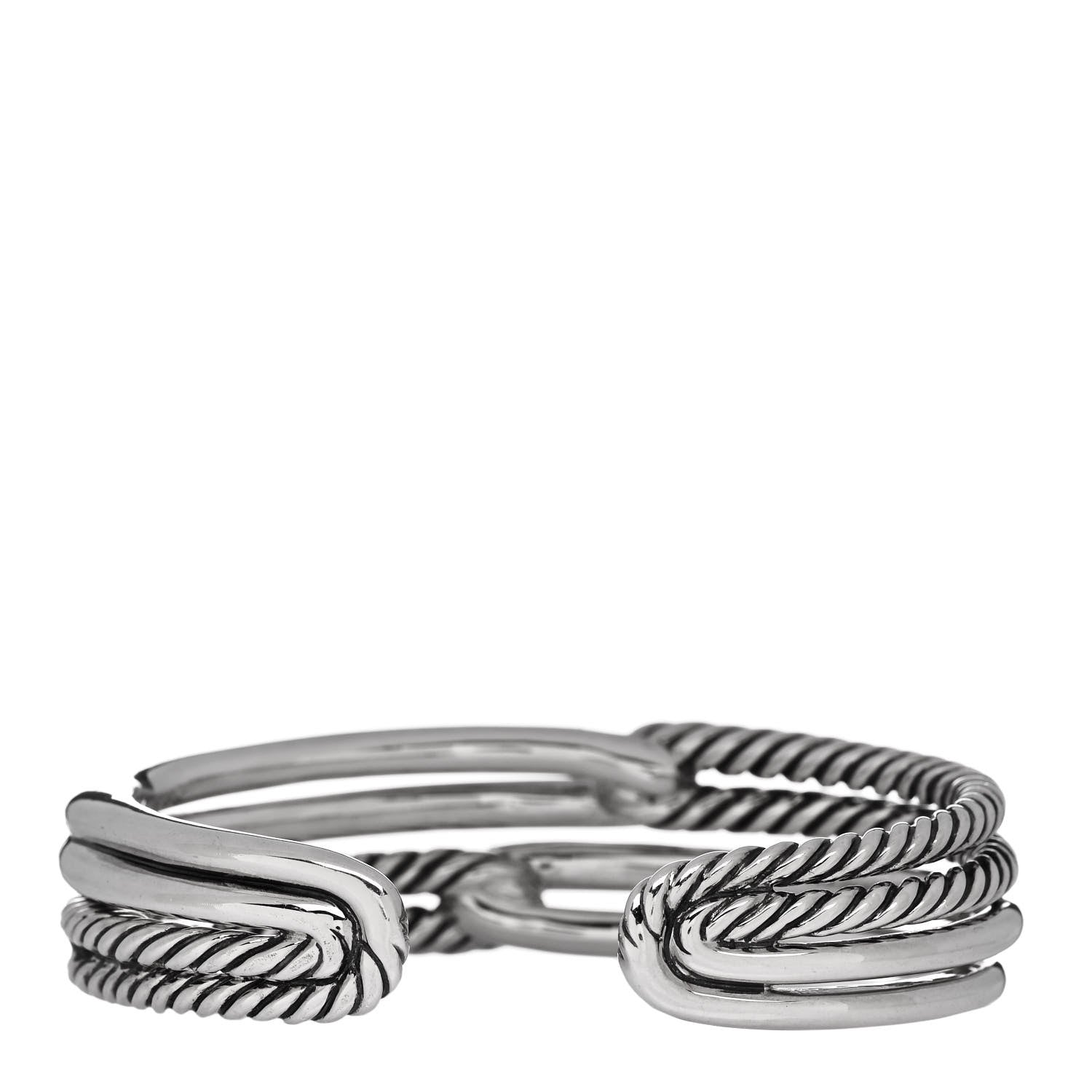 David Yurman Sterling Silver Diamond Double Loop Labyrinth Bracelet 2 of 3