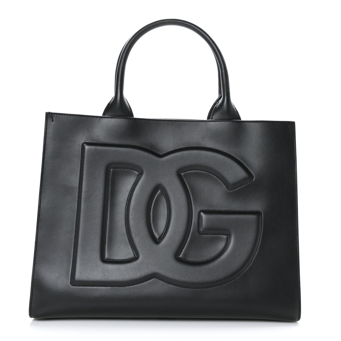 Vitello Debossed Small Beatrice Logo Tote Black