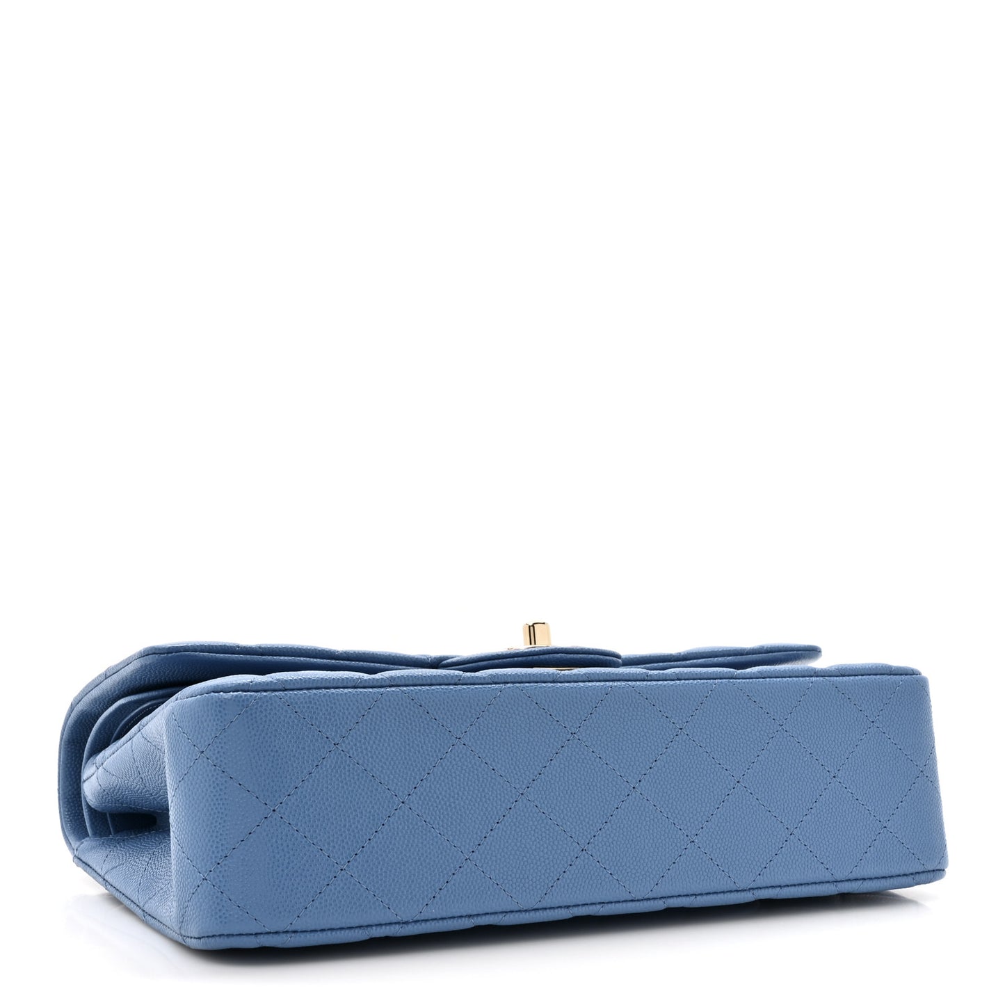 Caviar Quilted Medium Double Flap Blue