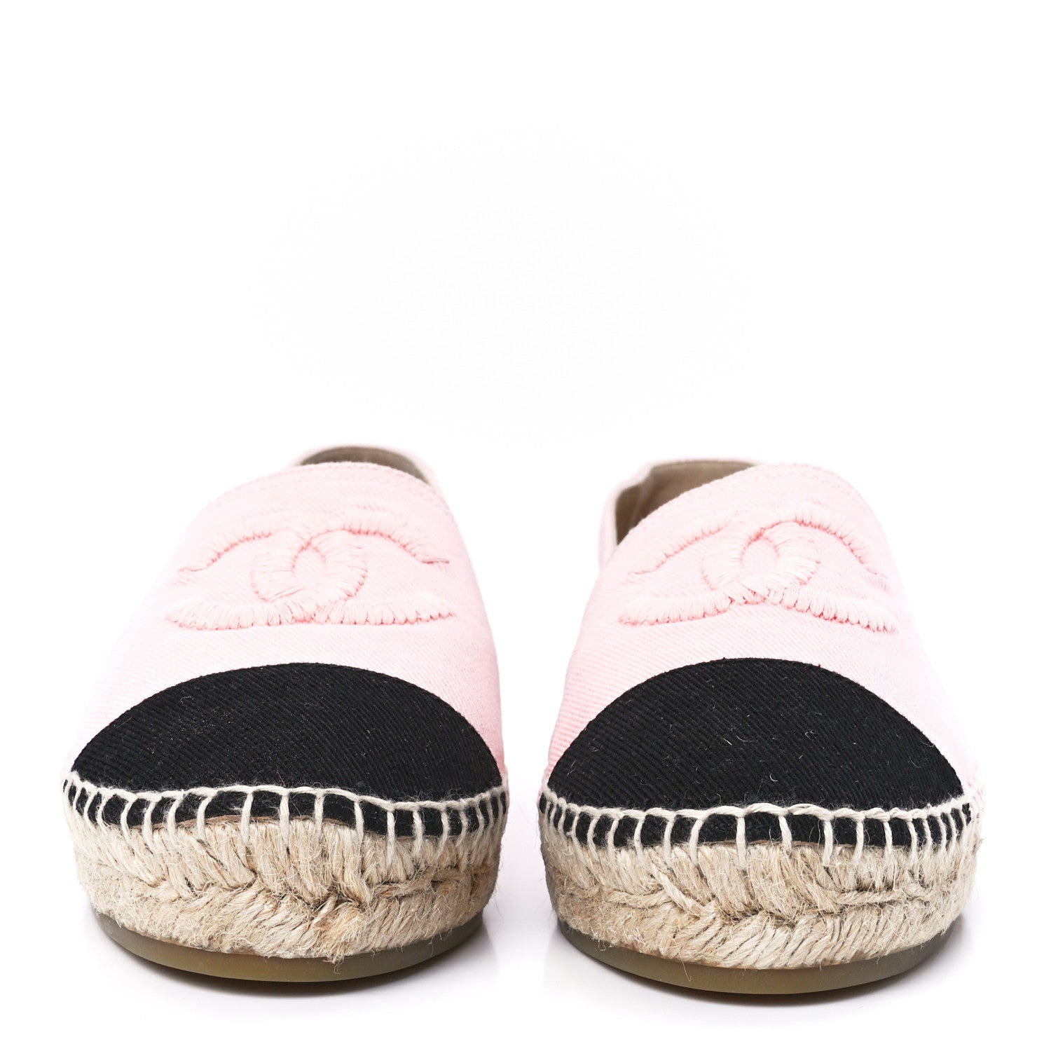 Chanel Denim Toile CC Espadrilles 39 Pink Black 2 of 11