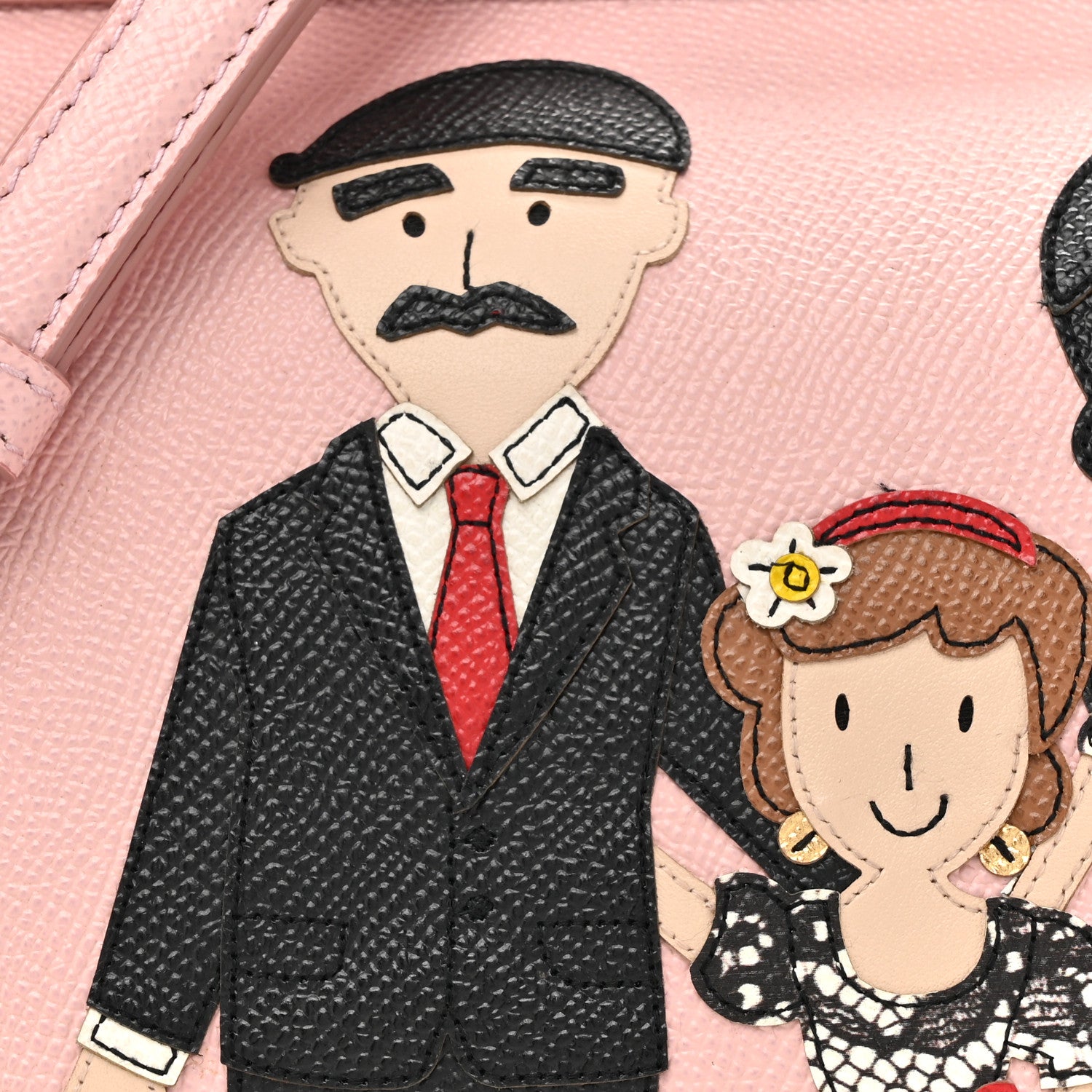 Dolce & Gabbana DOLCE GABBANA Dauphine Medium DG Family Patch Miss Sicily Satchel Rosa Carne 8 of 16