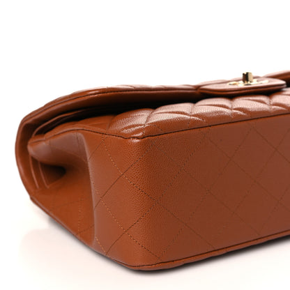 Chanel Caviar Quilted Jumbo Double Flap Light Brown 8 of 9