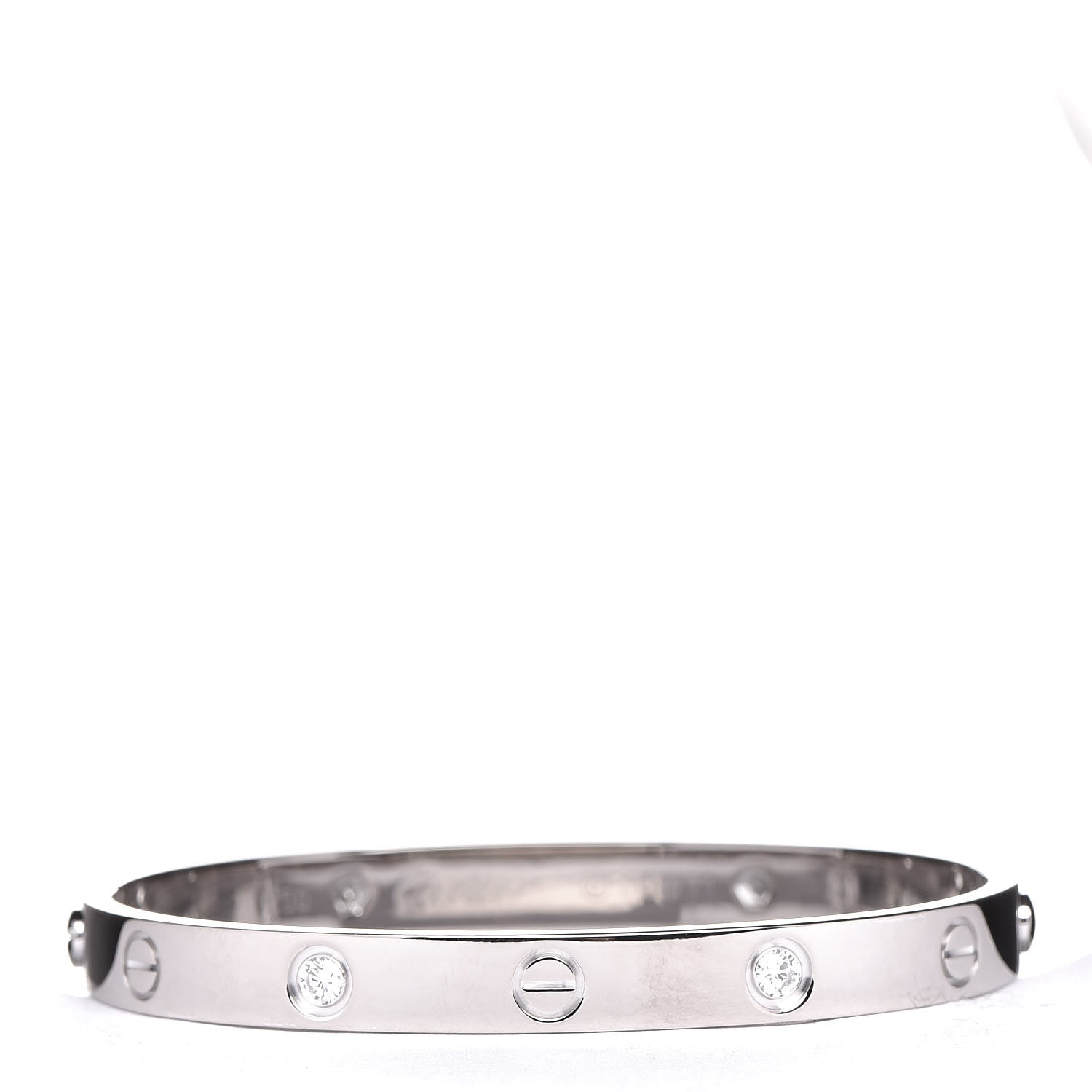 Cartier 18K White Gold 4 Diamond LOVE Bracelet 17 3 of 10