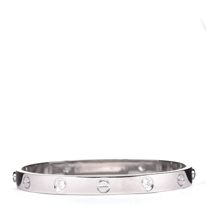 Cartier 18K White Gold 4 Diamond LOVE Bracelet 17 3 of 10