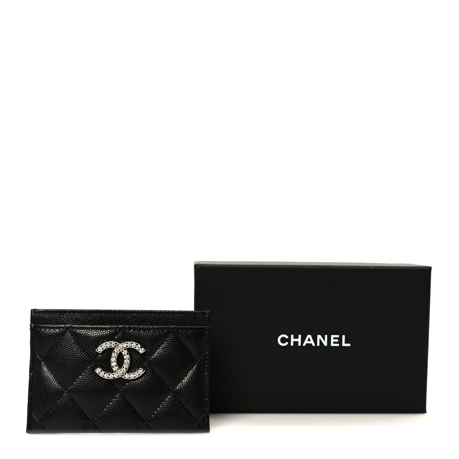 Chanel Caviar Quilted Crystal Card Holder Black 10 of 10