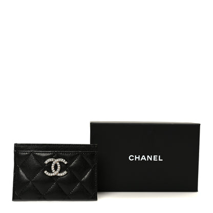 Chanel Caviar Quilted Crystal Card Holder Black 10 of 10