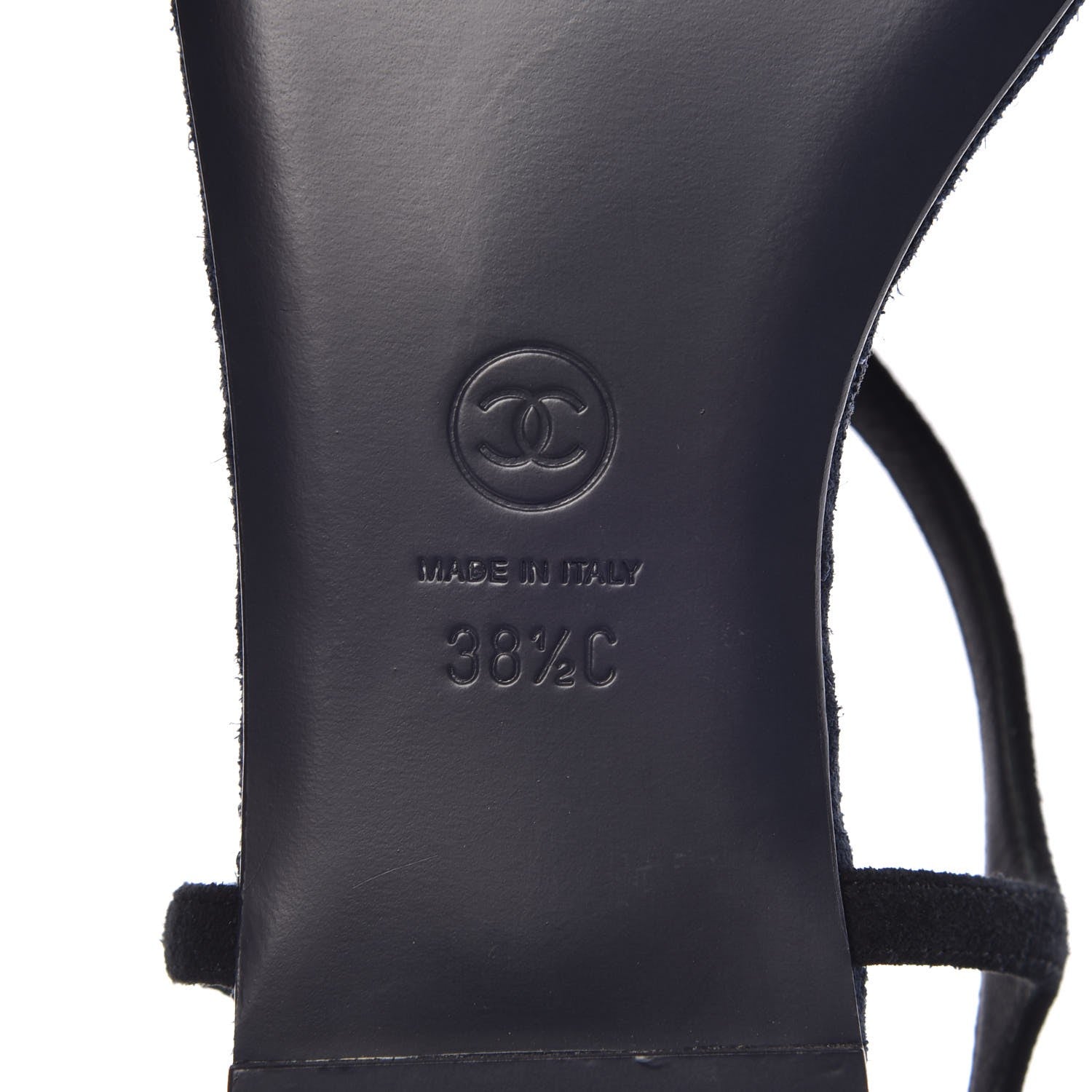 Chanel Suede Calfskin CC Thong Sandals 38.5 Dark Blue 6 of 8