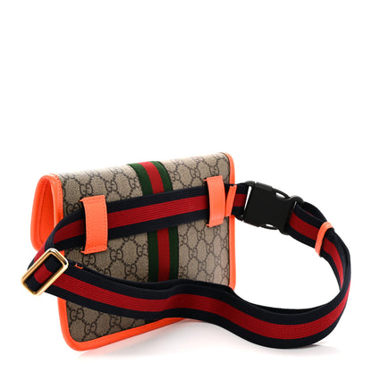 Gucci GG Supreme Monogram Web Small Ophidia Belt Bag Beige Ebony Orange Fluo 3 of 10