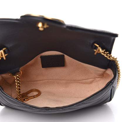 Gucci Calfskin Matelasse Super Mini GG Marmont Shoulder Bag Black 5 of 14