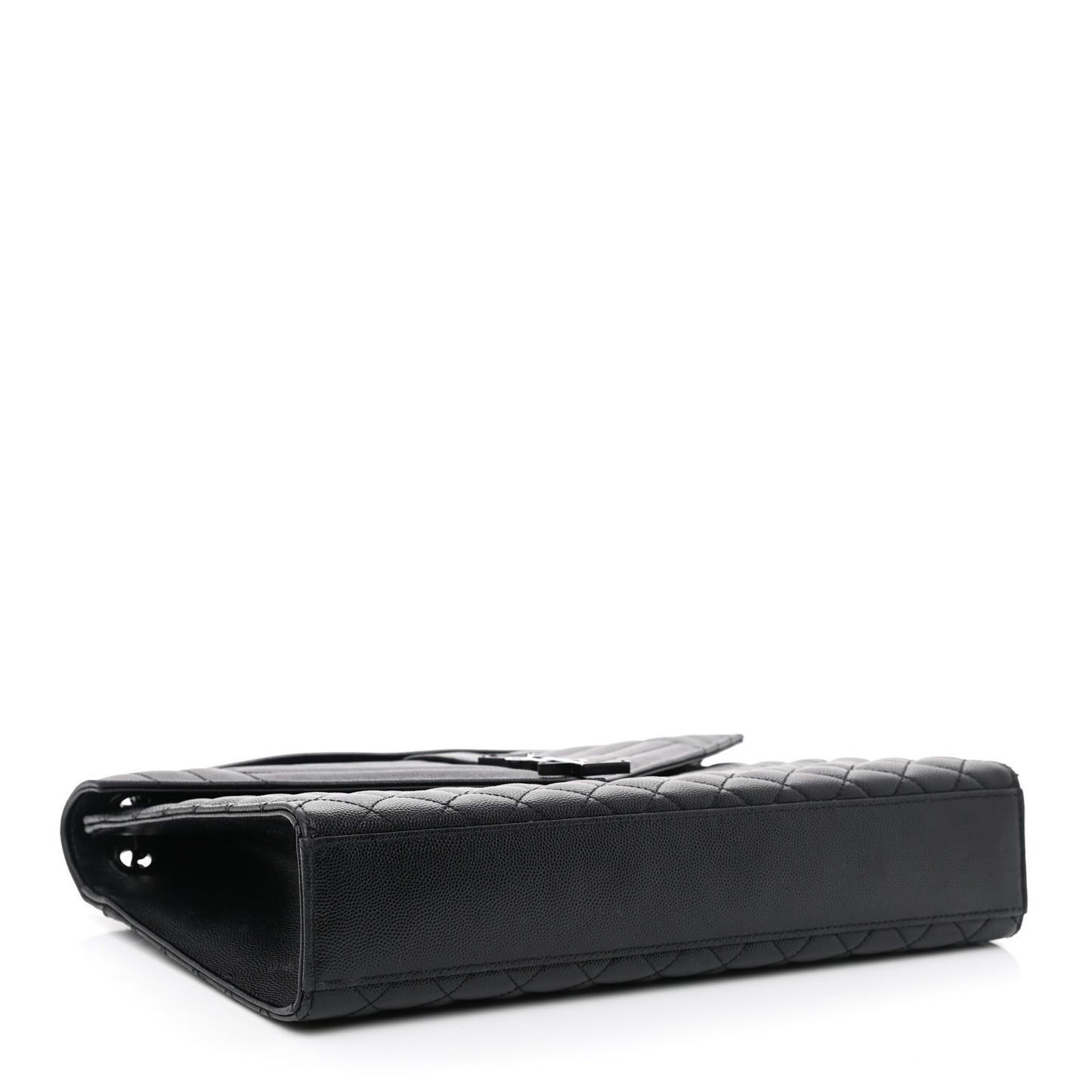 Grain De Poudre Textured Mixed Matelasse Large Triquilt Monogram Monochrome Satchel Black