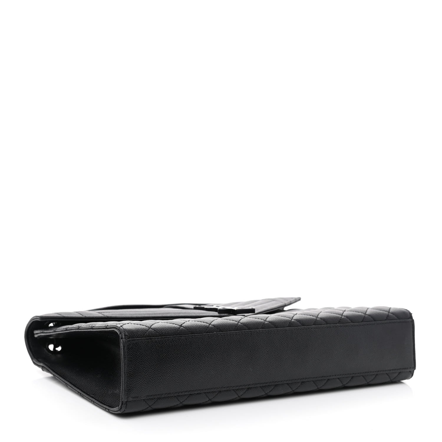 Saint Laurent Grain De Poudre Textured Mixed Matelasse Large Triquilt Monogram Monochrome Satchel Black 4 of 11