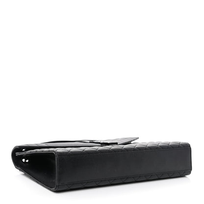 Saint Laurent Grain De Poudre Textured Mixed Matelasse Large Triquilt Monogram Monochrome Satchel Black 4 of 11