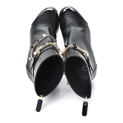 Chanel Lambskin Patent Calfskin Ankle Boots 36 Black 2 of 9