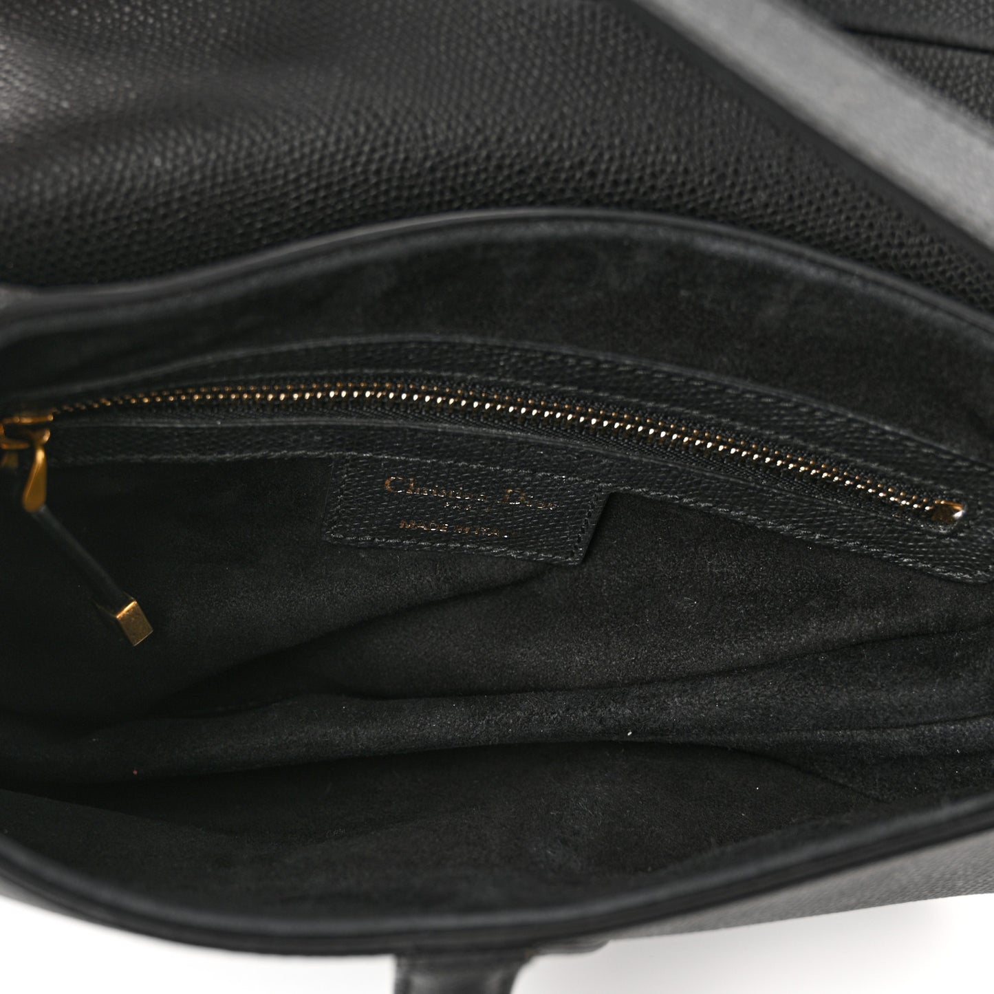 Grained Calfskin Saddle Bag Black