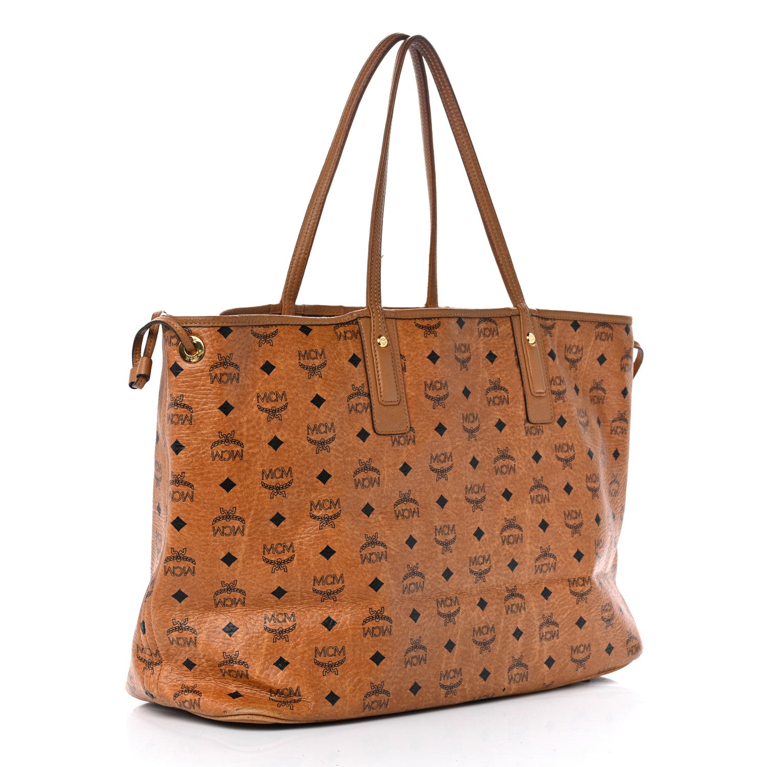 MCM Visetos Large Liz Reversible Shopper Tote Cognac 3 of 26