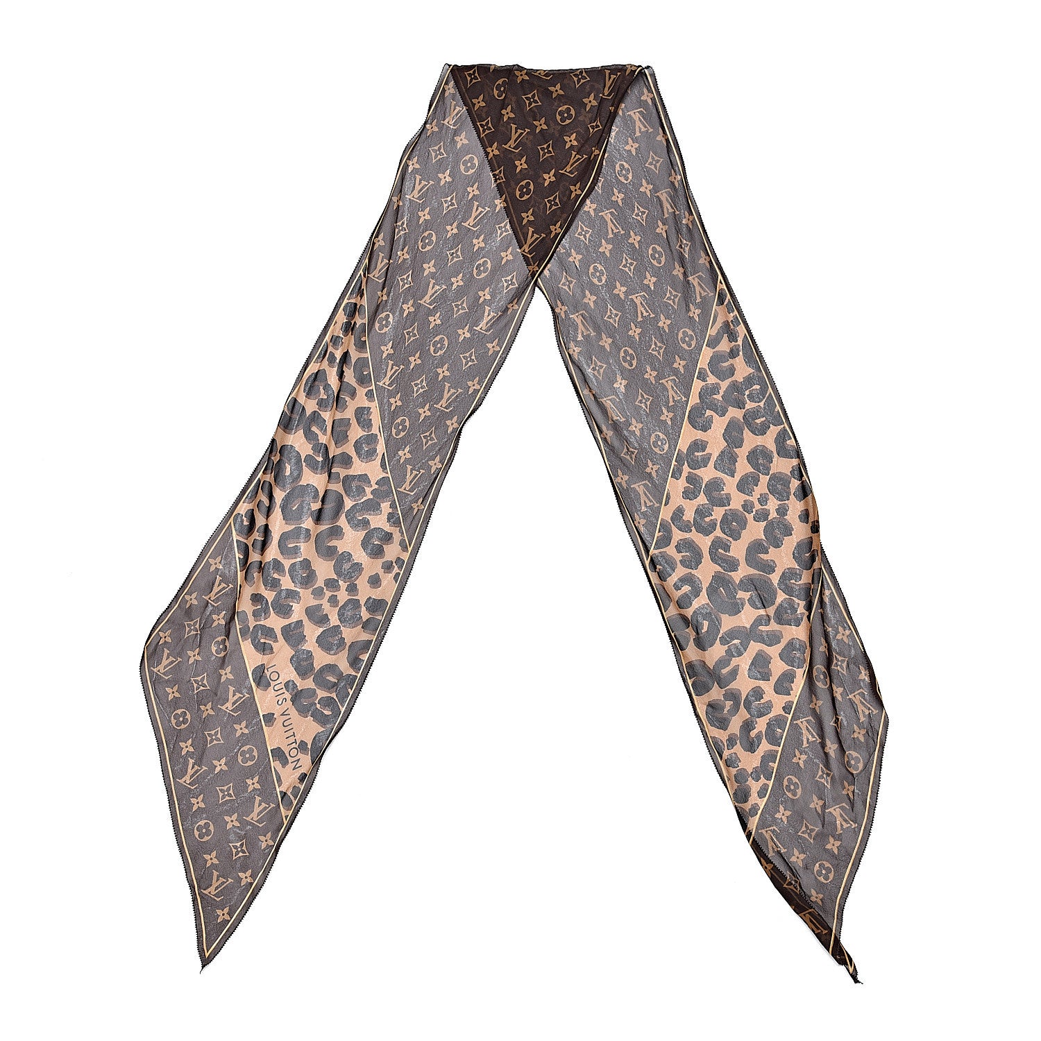 Louis Vuitton Silk Crepe Leopard Monogram Scarf 3 of 3