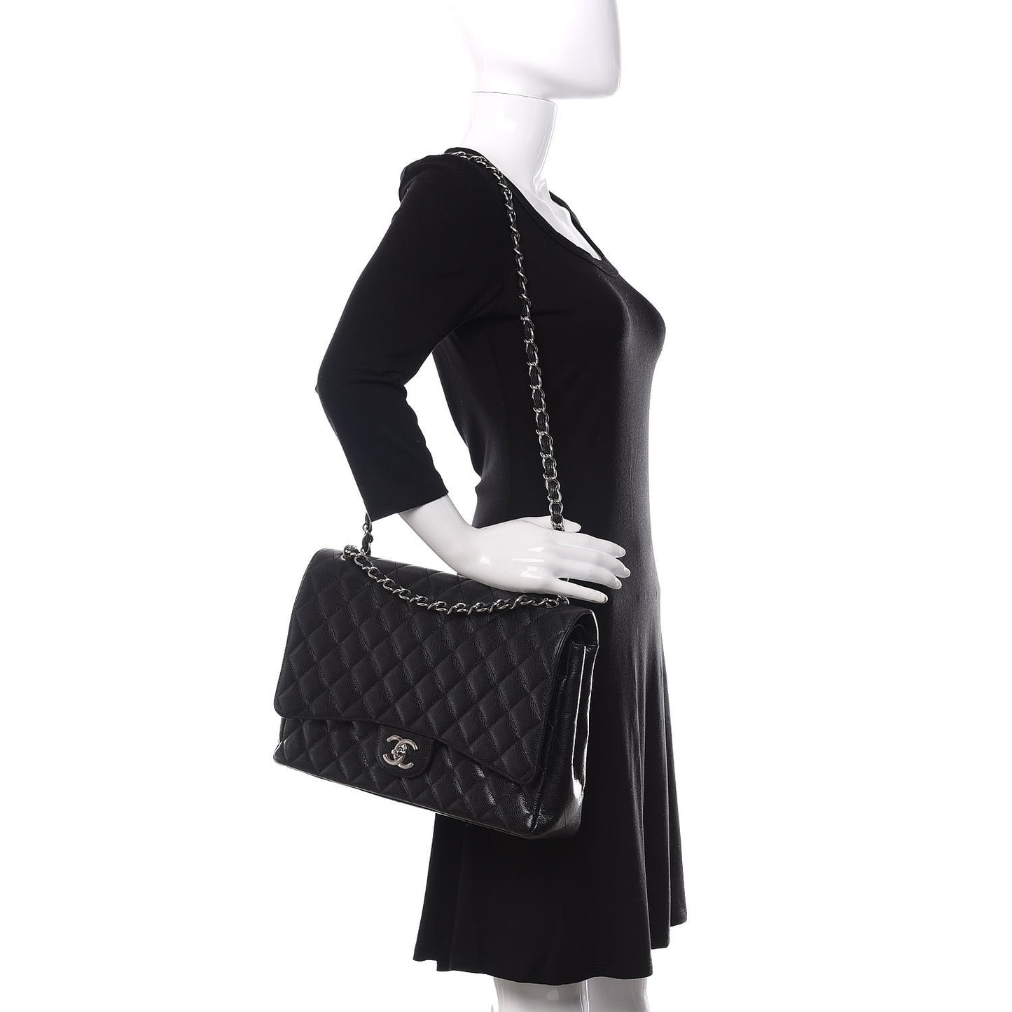 Caviar Quilted Maxi Double Flap Black