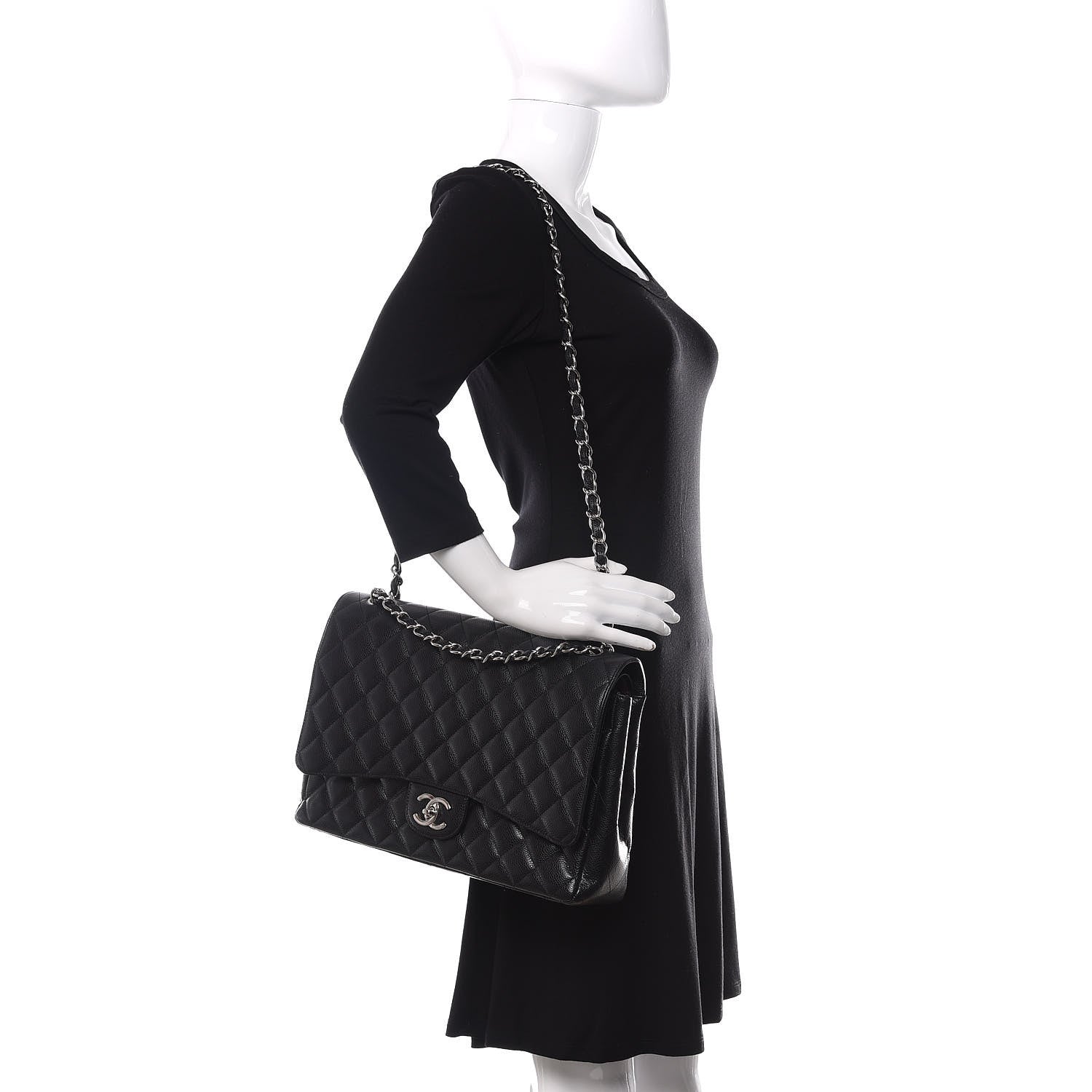 Chanel Caviar Quilted Maxi Double Flap Black 2 of 10