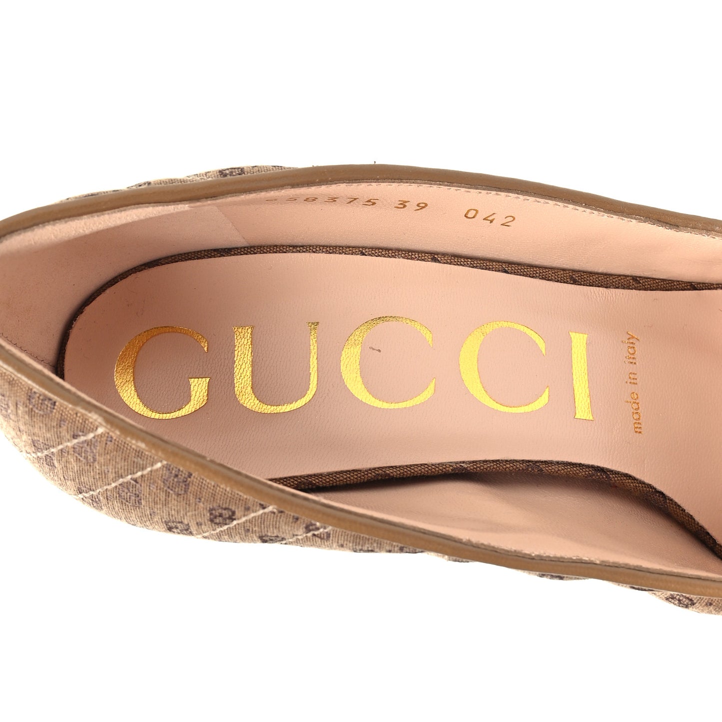 Monogram GG Mignon Nappa Chevron Matelasse Double G 95mm Pumps 39 Dusty Brown