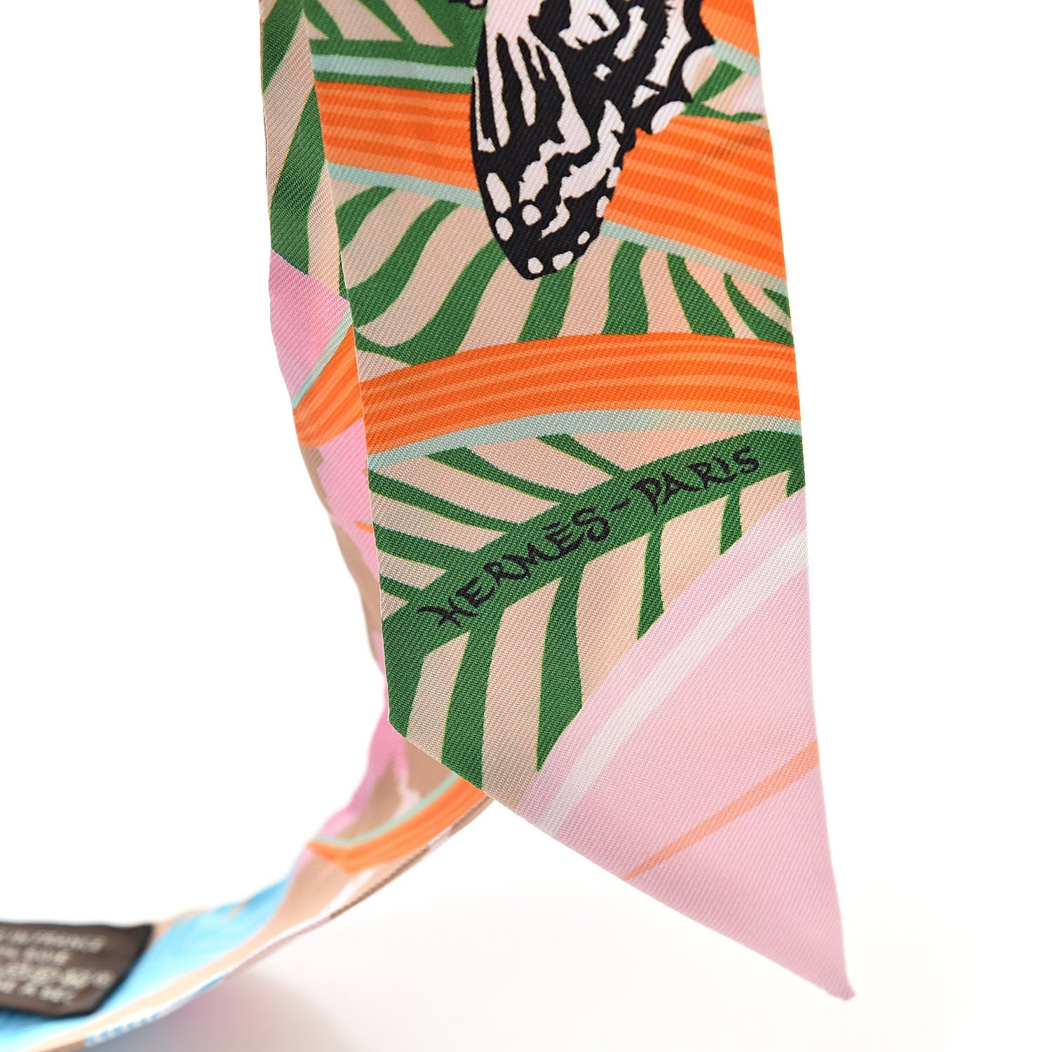 Hermes Silk Jaguar Quetzal Twilly Rose Beige Orange 4 of 5