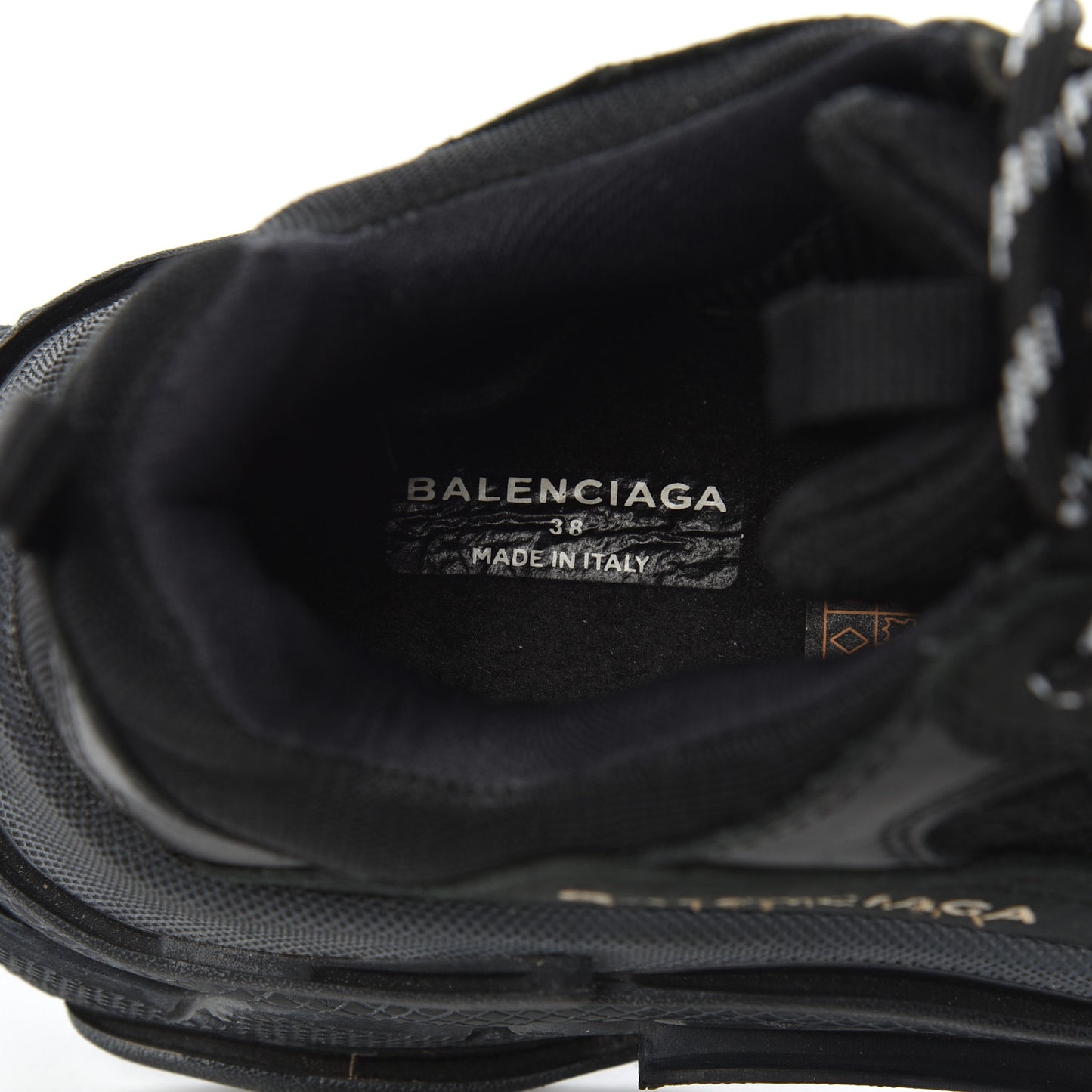 Fabric Mesh Womens Triple S Sneakers 38 Black