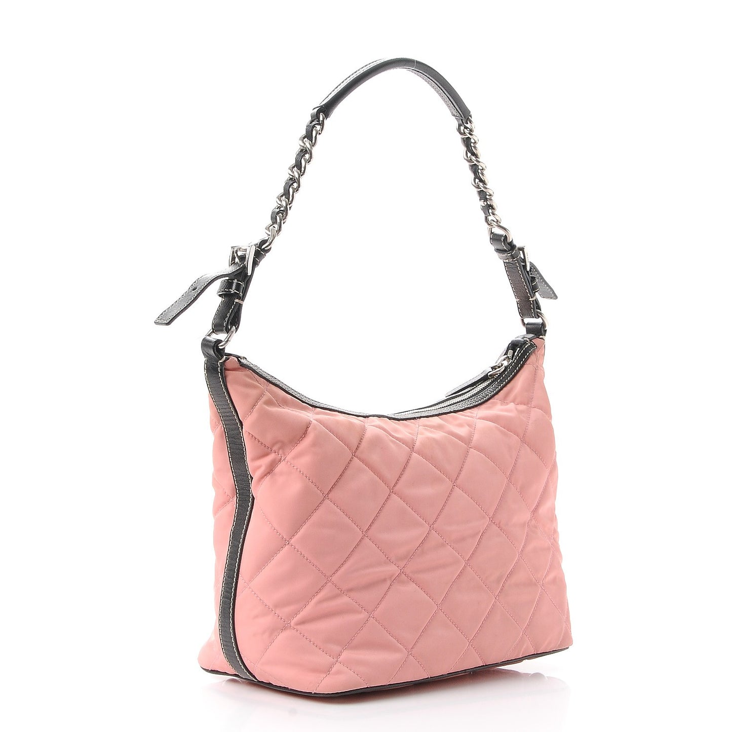 Tessuto Nylon Impuntutato Quilted Shoulder Bag Rosa Black
