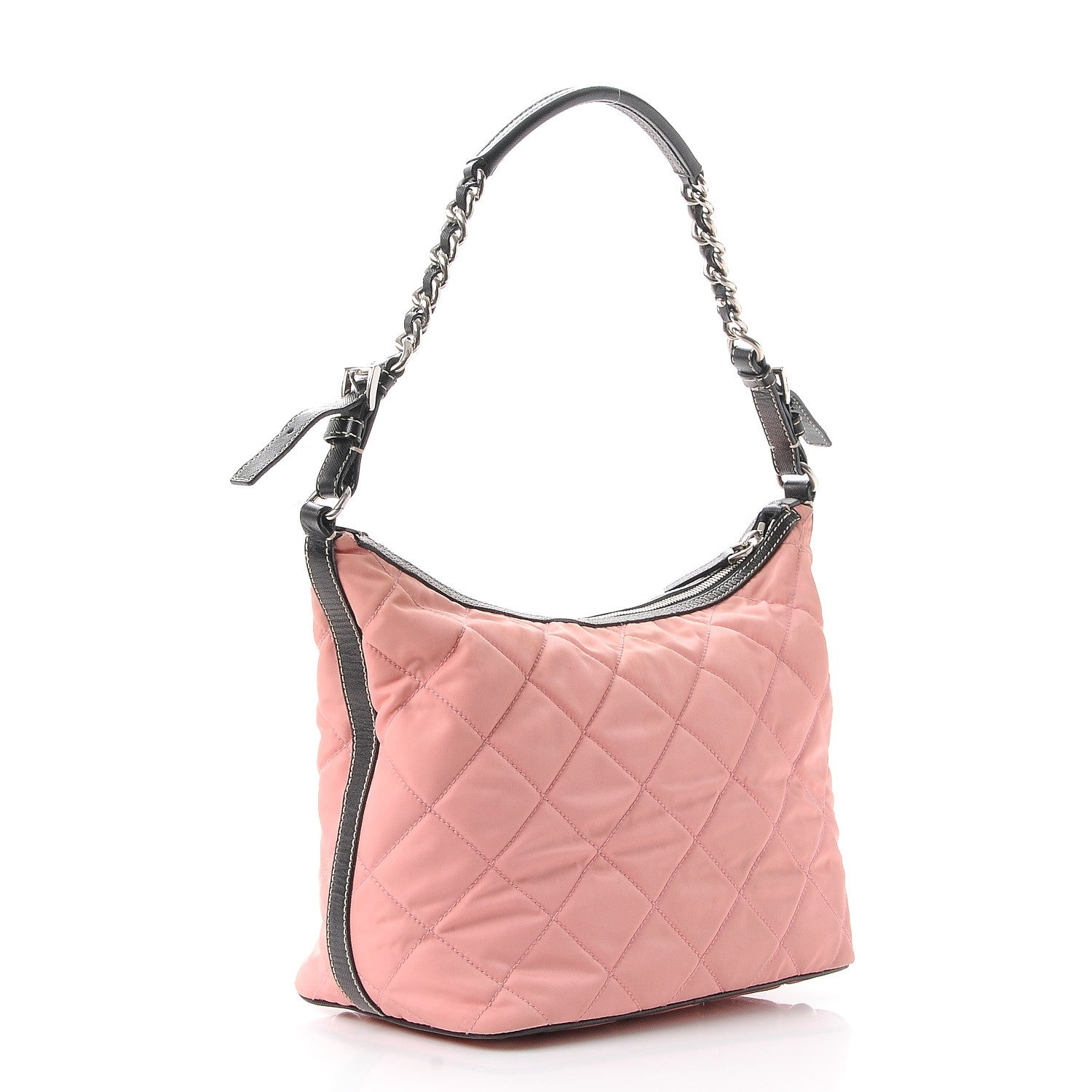 Prada Tessuto Nylon Impuntutato Quilted Shoulder Bag Rosa Black 3 of 9