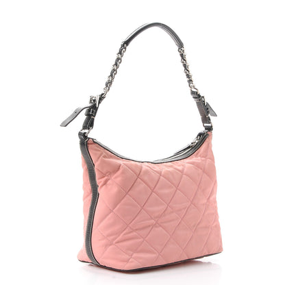 Prada Tessuto Nylon Impuntutato Quilted Shoulder Bag Rosa Black 3 of 9