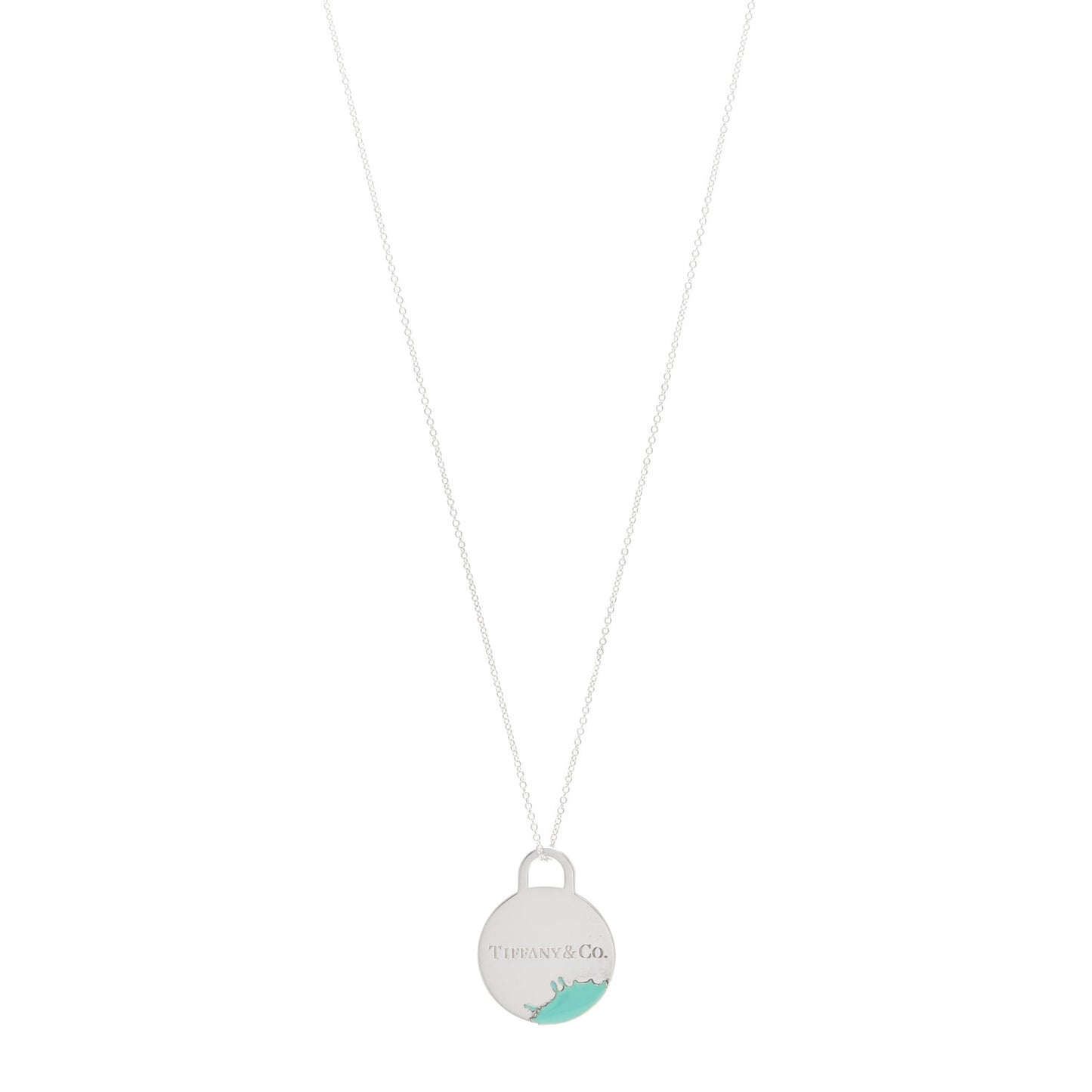 Sterling Silver Enamel Whitney Biennial Color Splash Pendant Necklace Blue