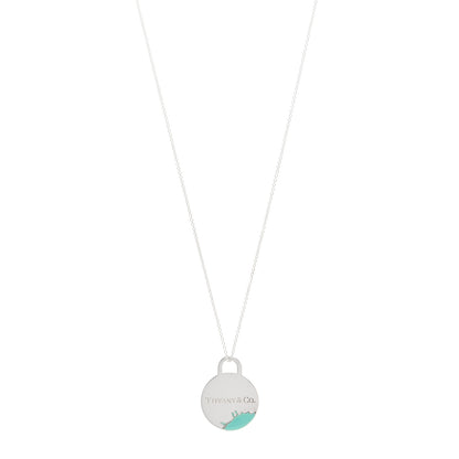 Tiffany Sterling Silver Enamel Whitney Biennial Color Splash Pendant Necklace Blue 1 of 5