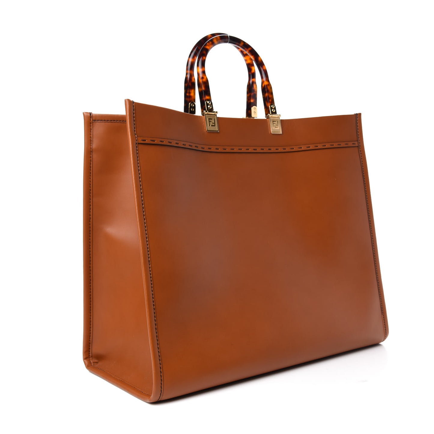 Vitello King Plexiglass Large Fendi Sunshine Shopper Tote Cuoio