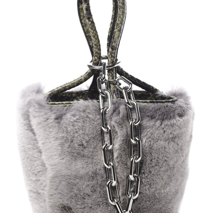 Alexander Wang Rabbit Fur Snakeskin Mini Roxy Bucket Grey 9 of 13