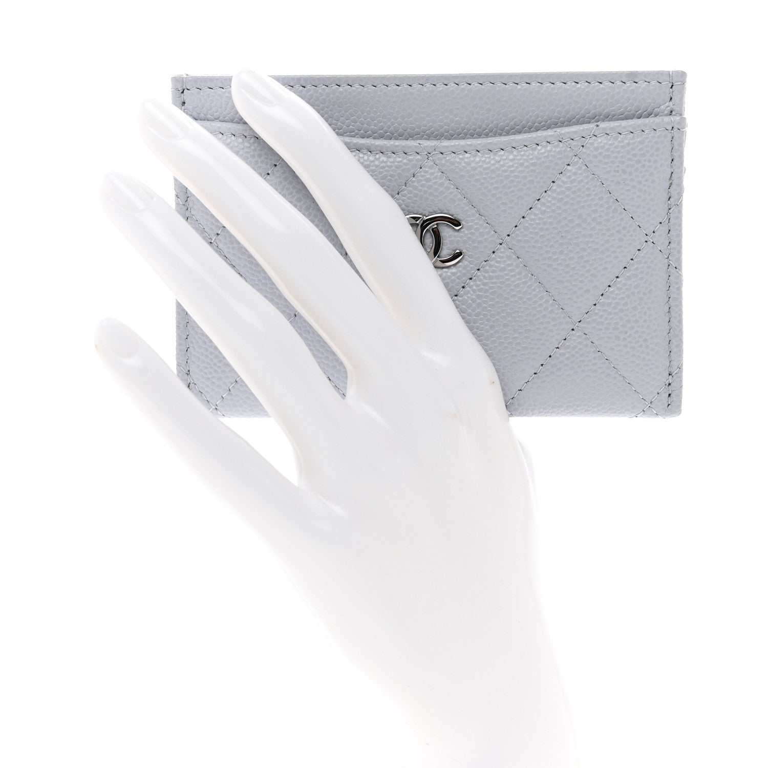 Chanel Caviar Quilted Card Holder Light Grey 2 of 8