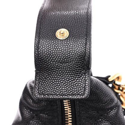 Chanel Shiny Caviar Quilted Bow Pouch Hobo Black 11 of 13