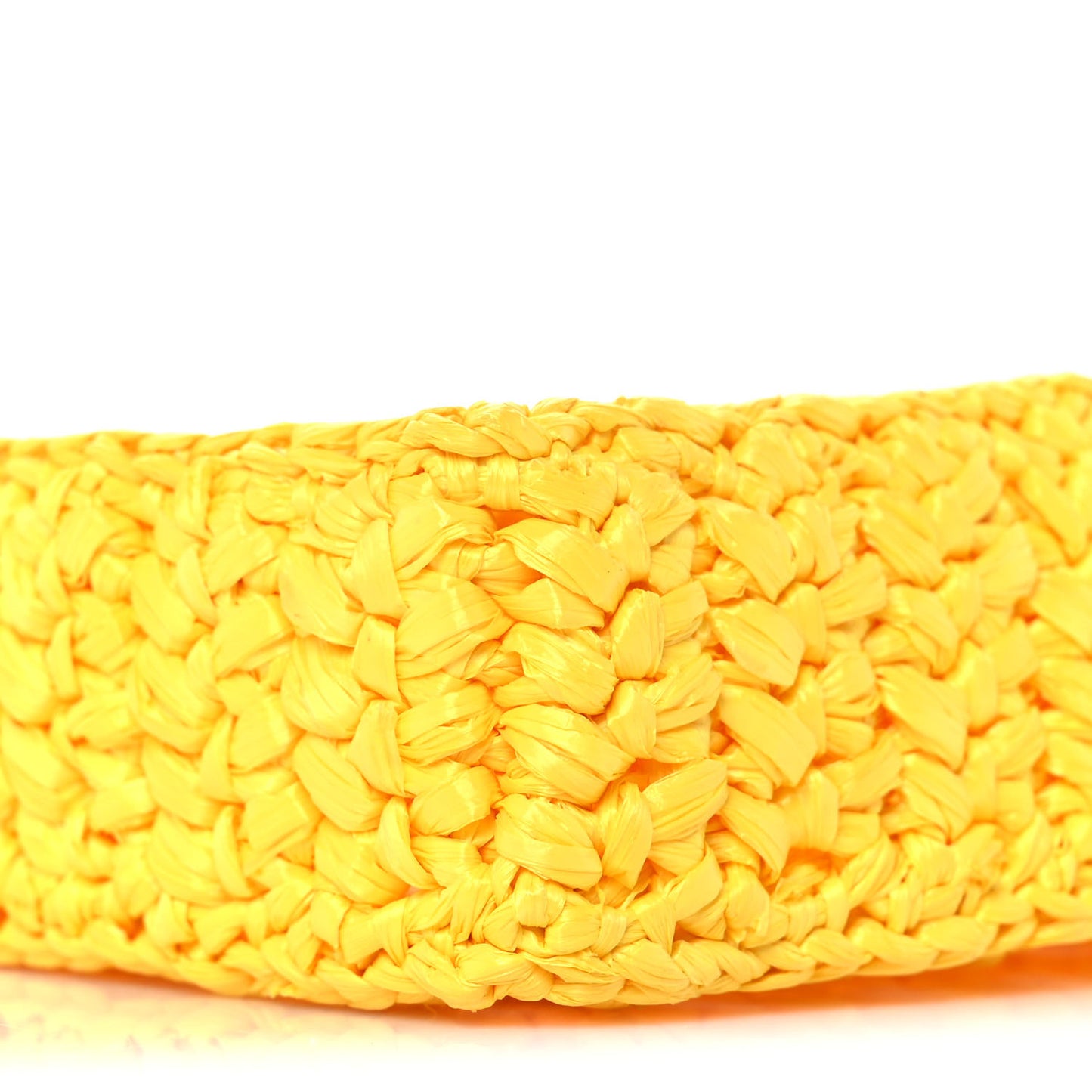 Yarn Raffia Effect Crochet Logo Embroidered Tote Bag Giallo