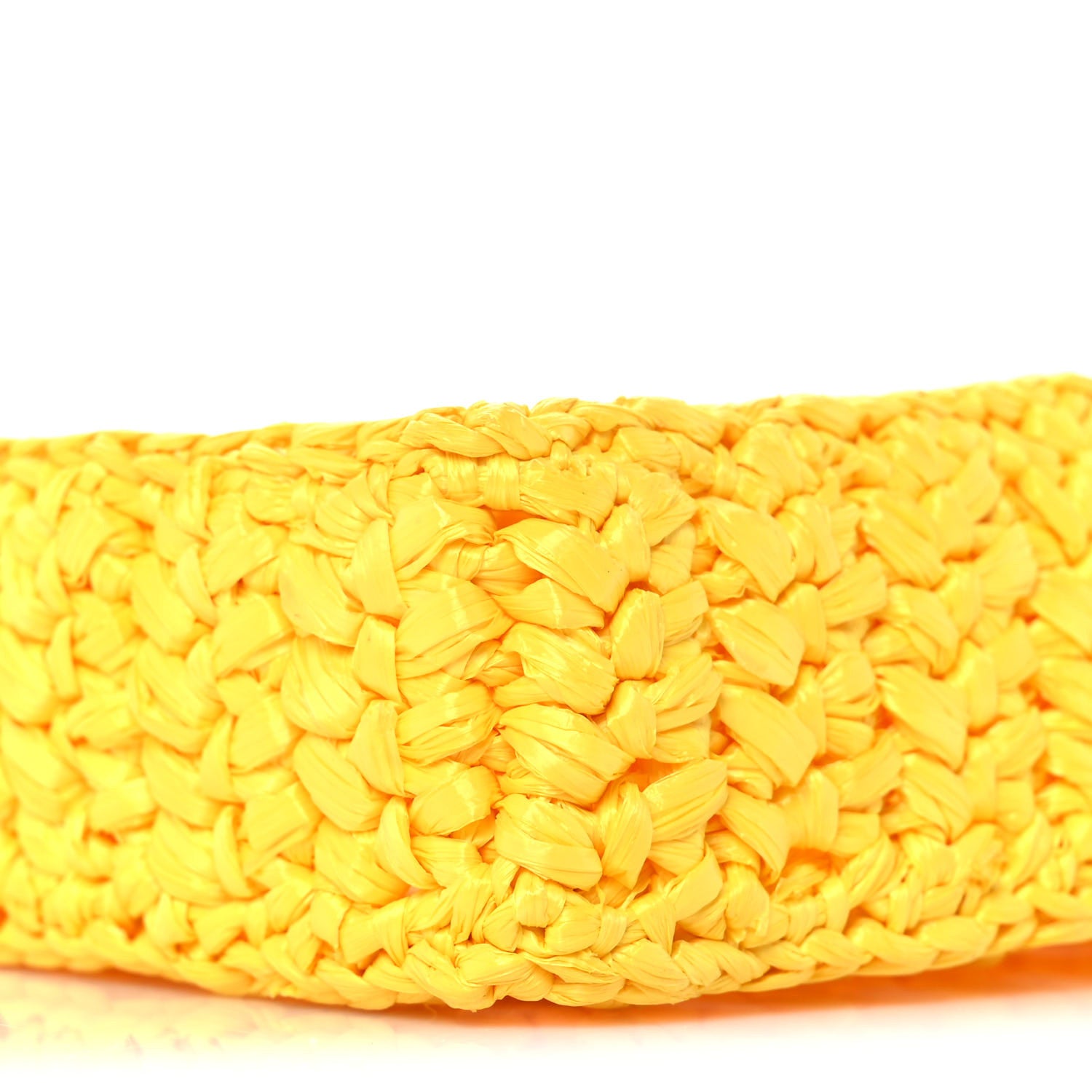 Prada Yarn Raffia Effect Crochet Logo Embroidered Tote Bag Giallo 7 of 9