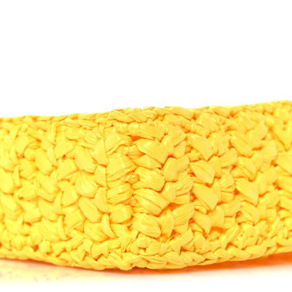 Prada Yarn Raffia Effect Crochet Logo Embroidered Tote Bag Giallo 7 of 9