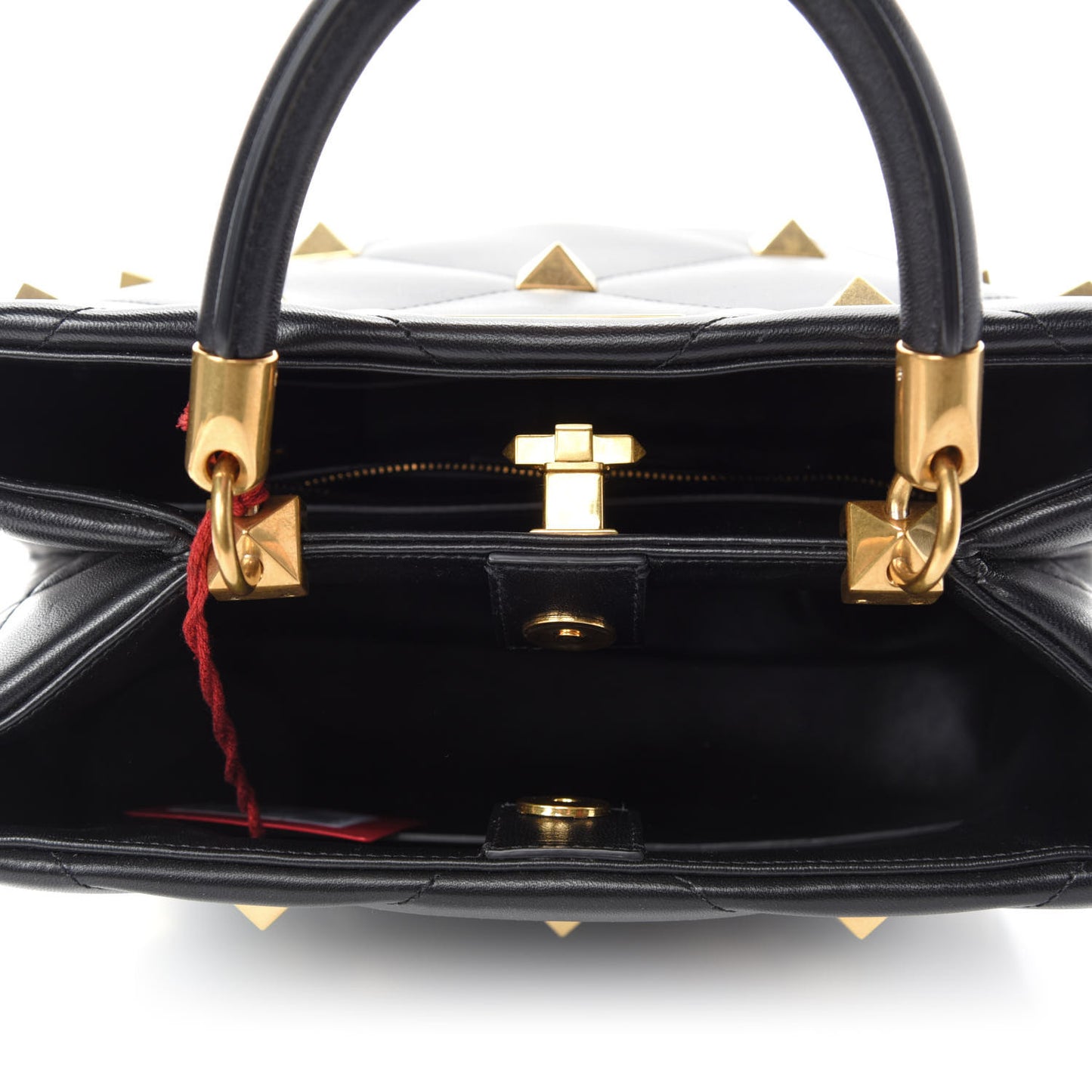 Nappa Roman Stud The Handle Bag Black