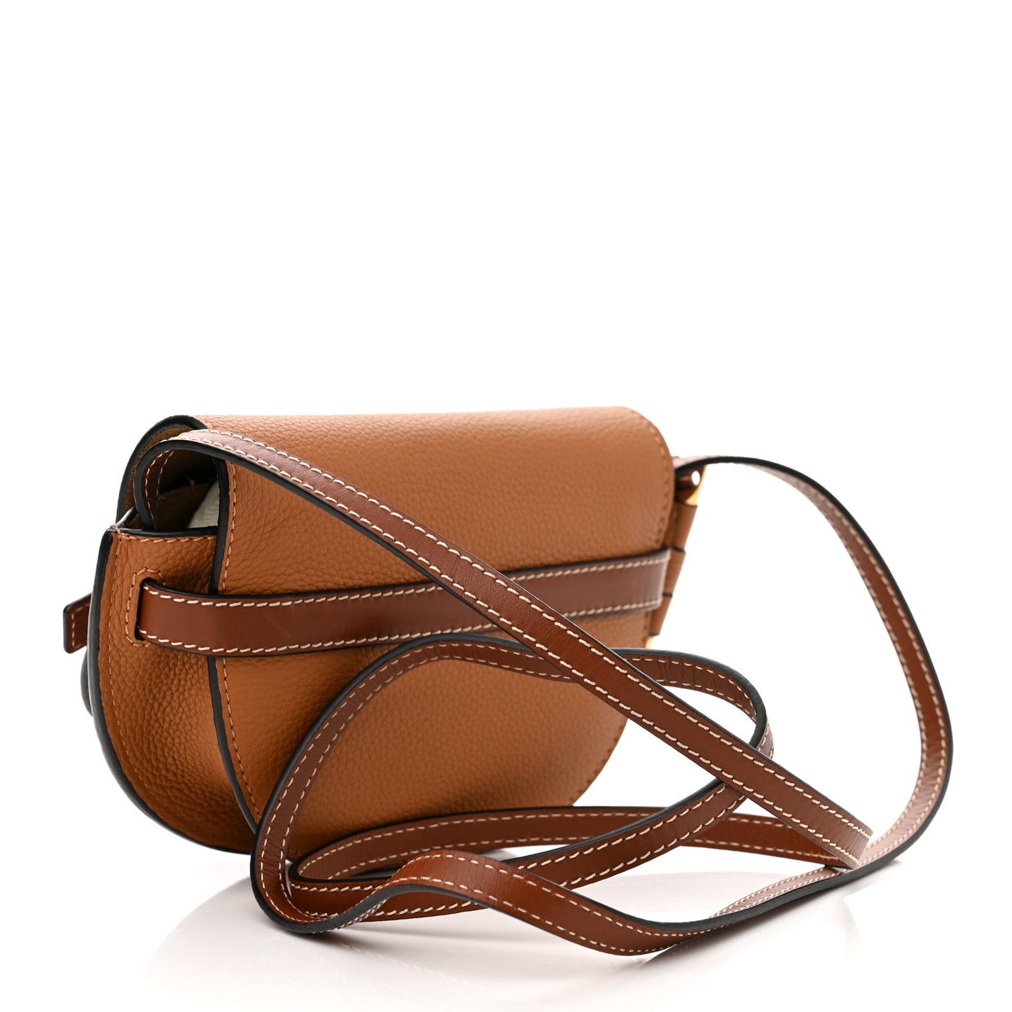 Grained Calfskin Mini Gate Crossbody Bag Caramel Pecan